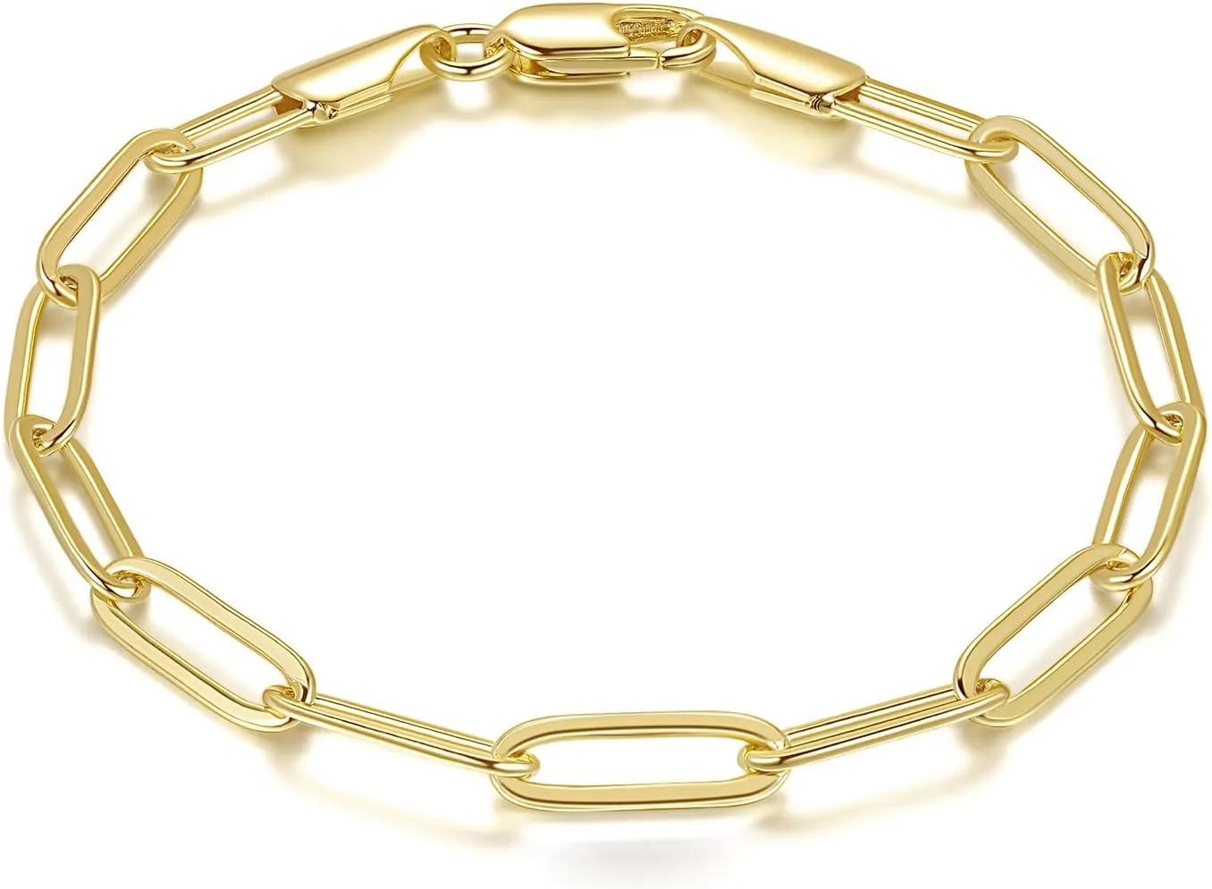 14K Gold Bracelets for Women Non Tarnish Bracelet for Men Paperclip Gold Chain Bracelets 5 Sizes 6.5in-9in Excellent for Stacking and Present
