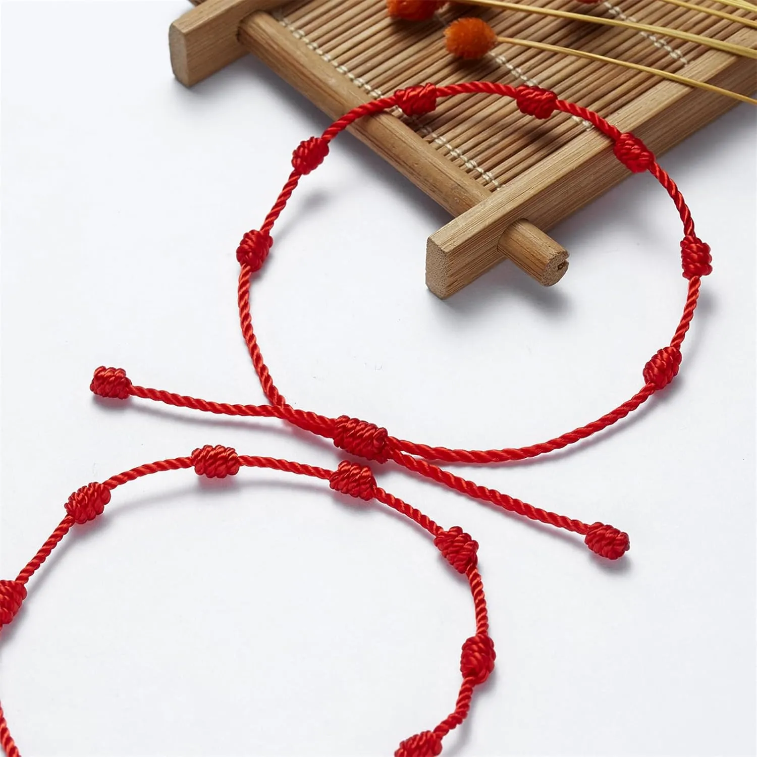 7 Knot Protection String Bracelets Handmade Good Luck Tibetan Amulet Red Black Knot Cord Matching Braided Bracelets for Men Women Friendship BFF Couples Lovers Family Birthday Christmas Fashion Jewelry Gifts