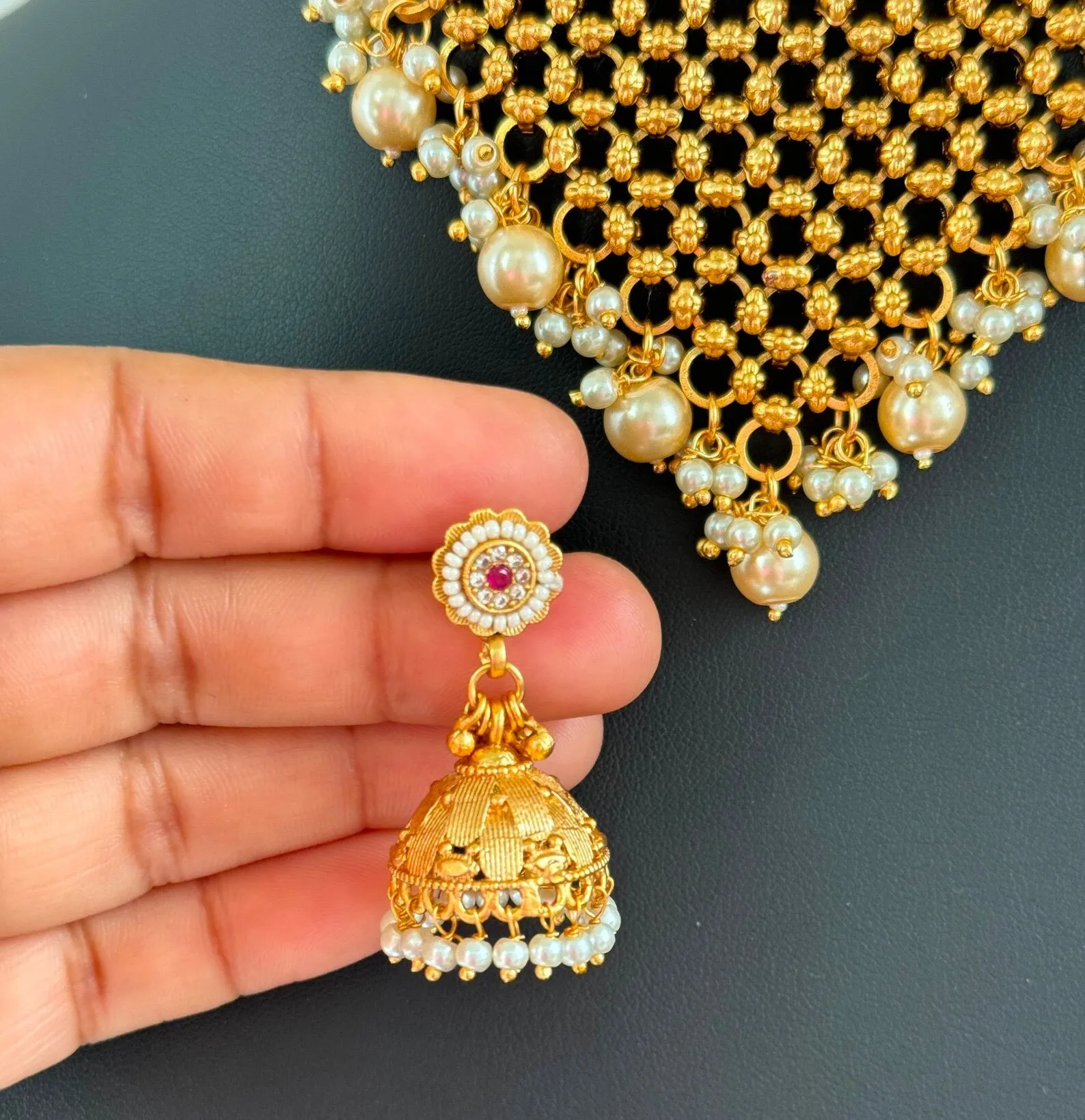Antique Gold Meenakari Rajwadi Choker Set