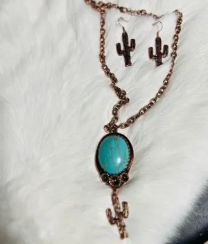 Cactus and Concho Turquoise Necklace Set