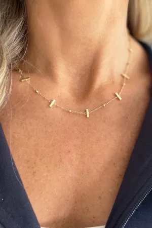 Dainty Necklace with Station Bar Charms