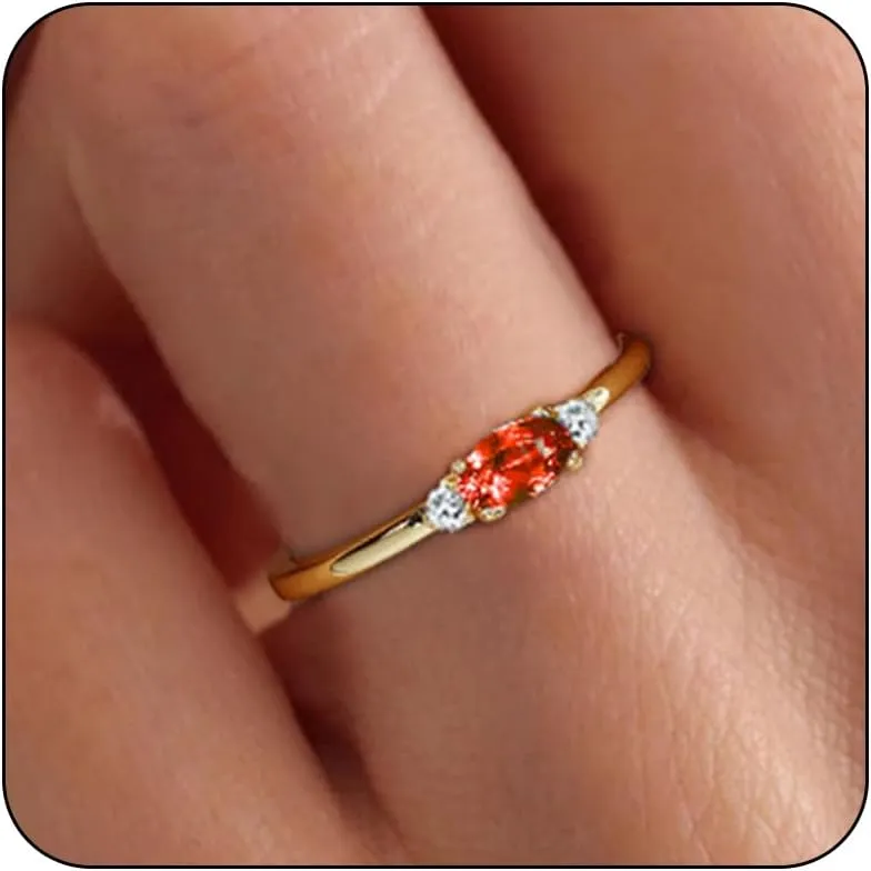 Gold Birthstone Rings for Women Mother Dainty Stackable Gold Rings Non Tarnish Thumb 14k Gold Plated CZ Emerald Green Gemstone Ring Jewelry Birthday Gift for Mom Daughter Band Size 6-11