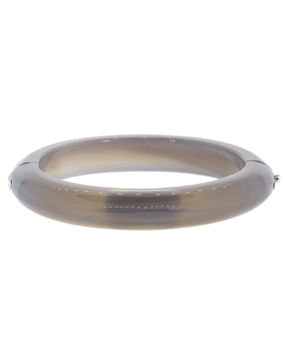 Grey Chalcedony Diamond Line Bangle Bracelet