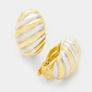 iLLASPARKZ Embossed oval metal clip on earrings