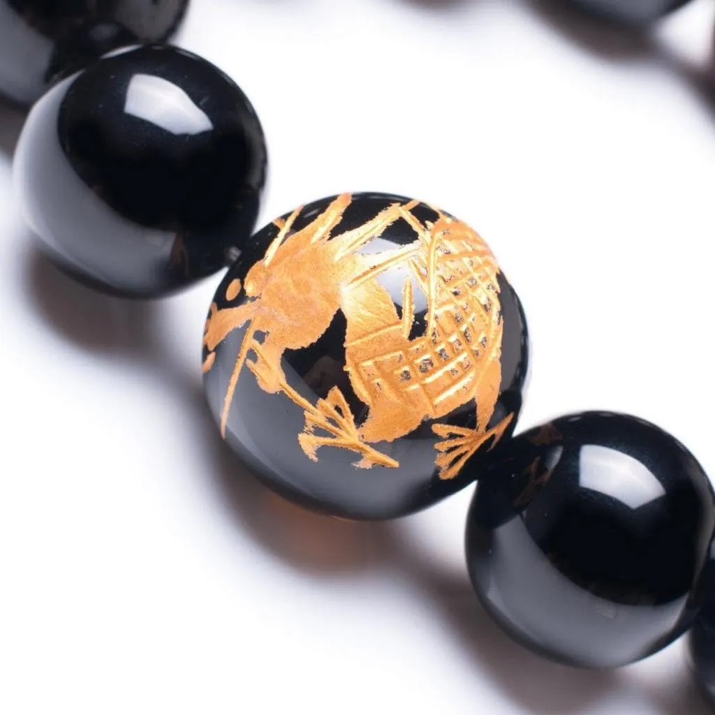 Men's Tiger Eye Stone Elastic Bead Bracelet with Dragon Pattern Bead | Dragon & Beaded Bracelet