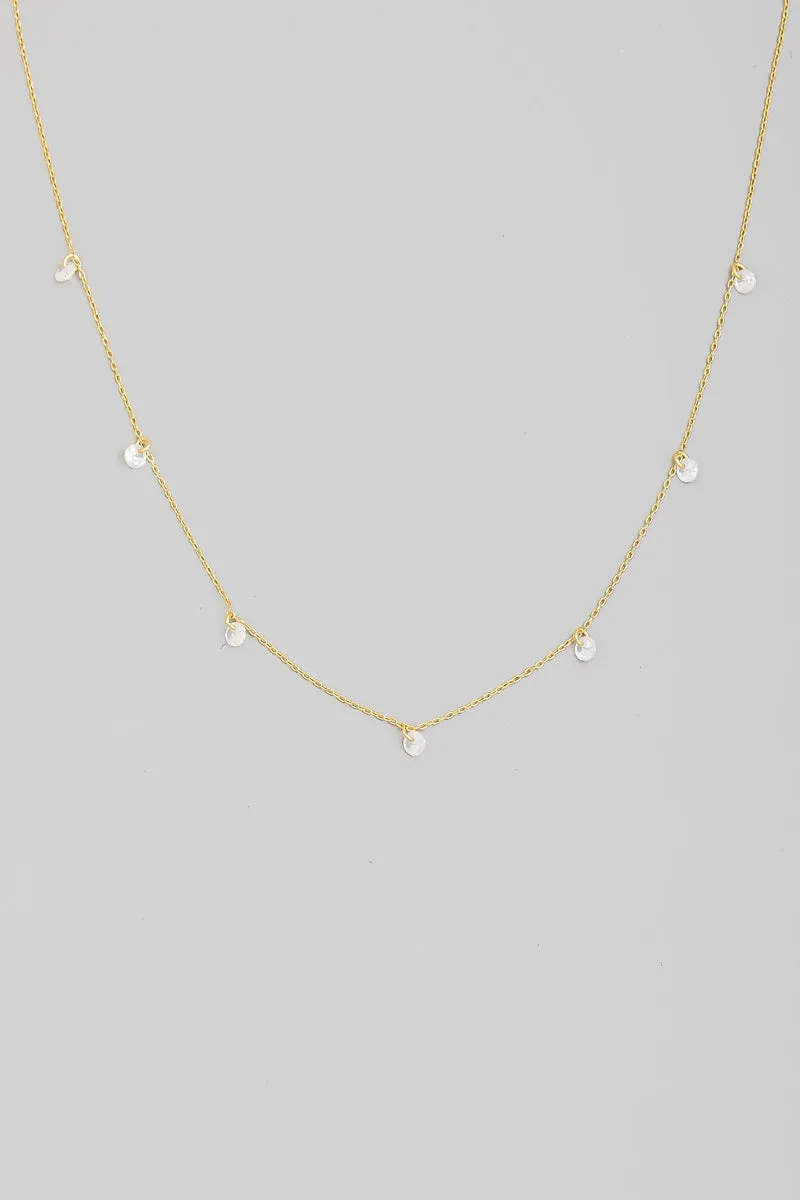 Multi Rhinestone Drop Necklace