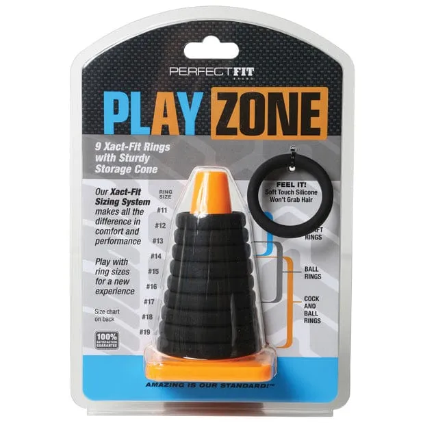 Perfect Fit - Play Zone Xact Fit Silicone Cock Rings Kit Pack of 9 (Black)