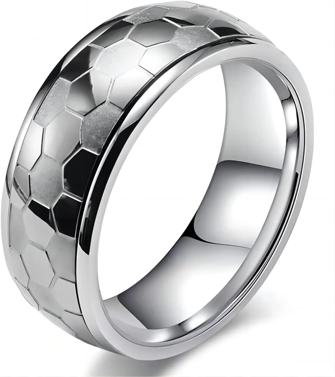 Spinner Ring for Men,Gold Steel Black Blue Titanium Steel Ring,Personalized Geometric Plain Polished Ring,Size 8-13(8mm width)