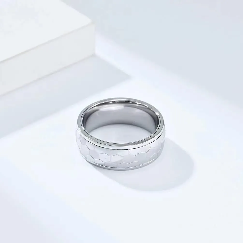 Spinner Ring for Men,Gold Steel Black Blue Titanium Steel Ring,Personalized Geometric Plain Polished Ring,Size 8-13(8mm width)