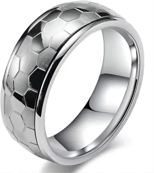 Spinner Ring for Men,Gold Steel Black Blue Titanium Steel Ring,Personalized Geometric Plain Polished Ring,Size 8-13(8mm width)