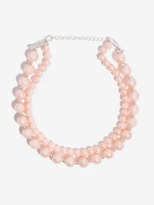 Westside Accessories Peach Pearl Choker Necklace