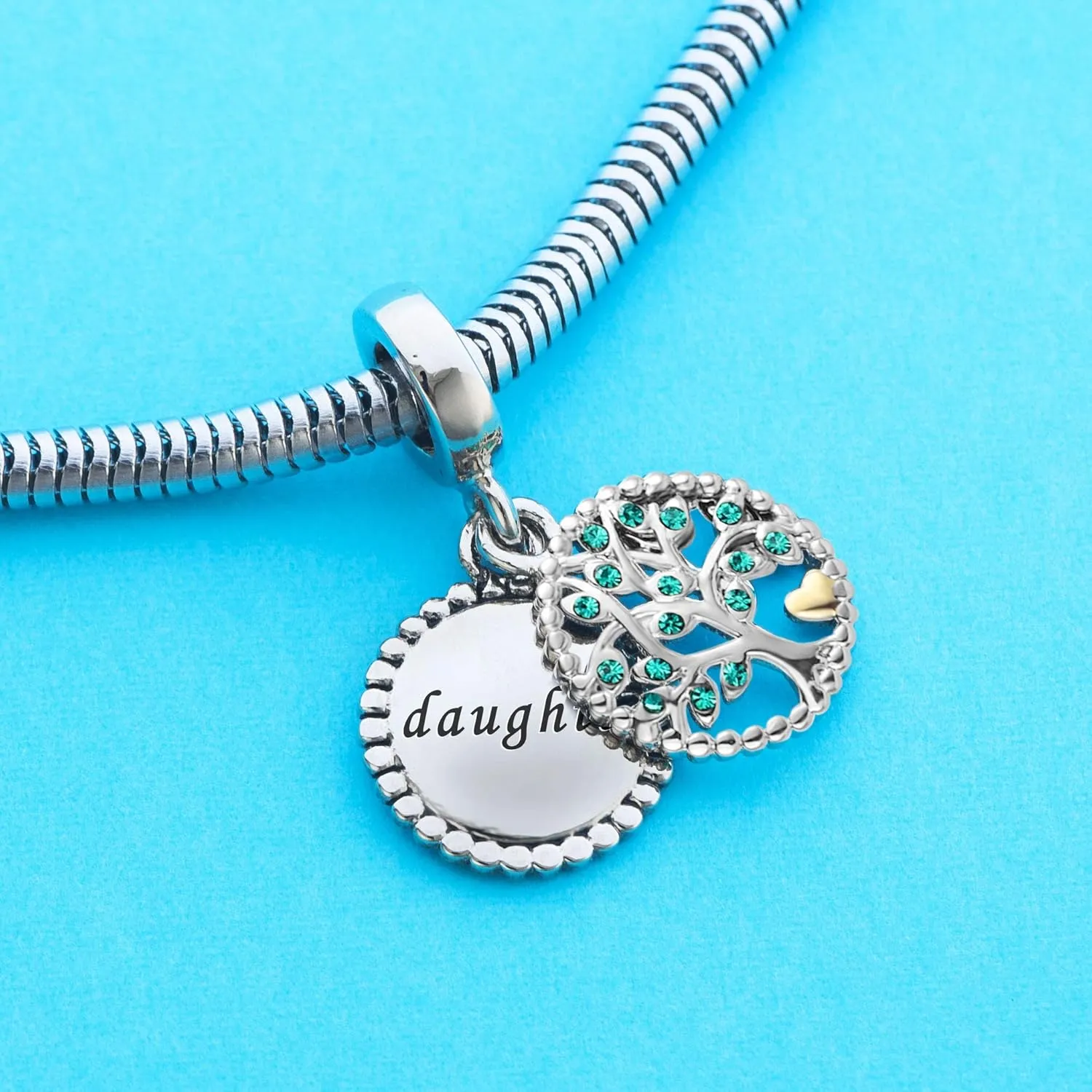 Women Grandma Tree of Life Pendant Charm for Bracelets Gold Heart Silver Dangle Charm Bracelets for Family Daughter Mom Sister Grandma Mum Birthday Anniversary