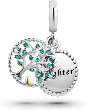 Women Grandma Tree of Life Pendant Charm for Bracelets Gold Heart Silver Dangle Charm Bracelets for Family Daughter Mom Sister Grandma Mum Birthday Anniversary