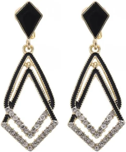 Women's Black Ear Clips Clip On Earrings Non Pierced Earrings for Brides, Bridesmaids, Prom and Wedding