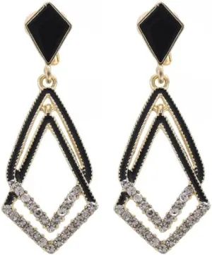 Women's Black Ear Clips Clip On Earrings Non Pierced Earrings for Brides, Bridesmaids, Prom and Wedding